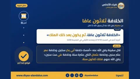 الخلافة ثلاثون عامًا — بنر من سلسلة دلائل النبوة في ضياء الأندلس