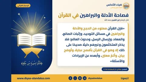 فصاحة الأدلة والبراهين في القرآن — بنر من سلسلة الإعجاز القرآني في ضياء الأندلس