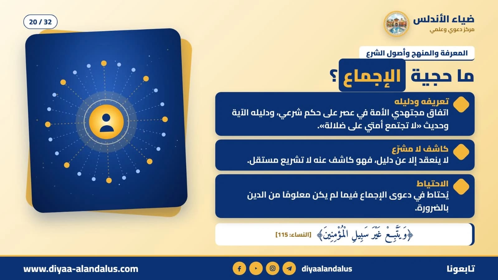 ما حجية الإجماع؟ — بنر تعريفي من ضياء الأندلس