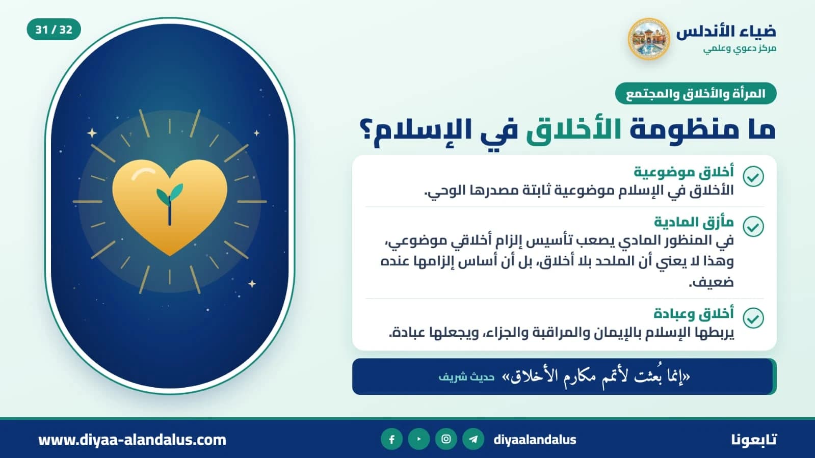 ما منظومة الأخلاق في الإسلام؟ — بنر تعريفي من ضياء الأندلس