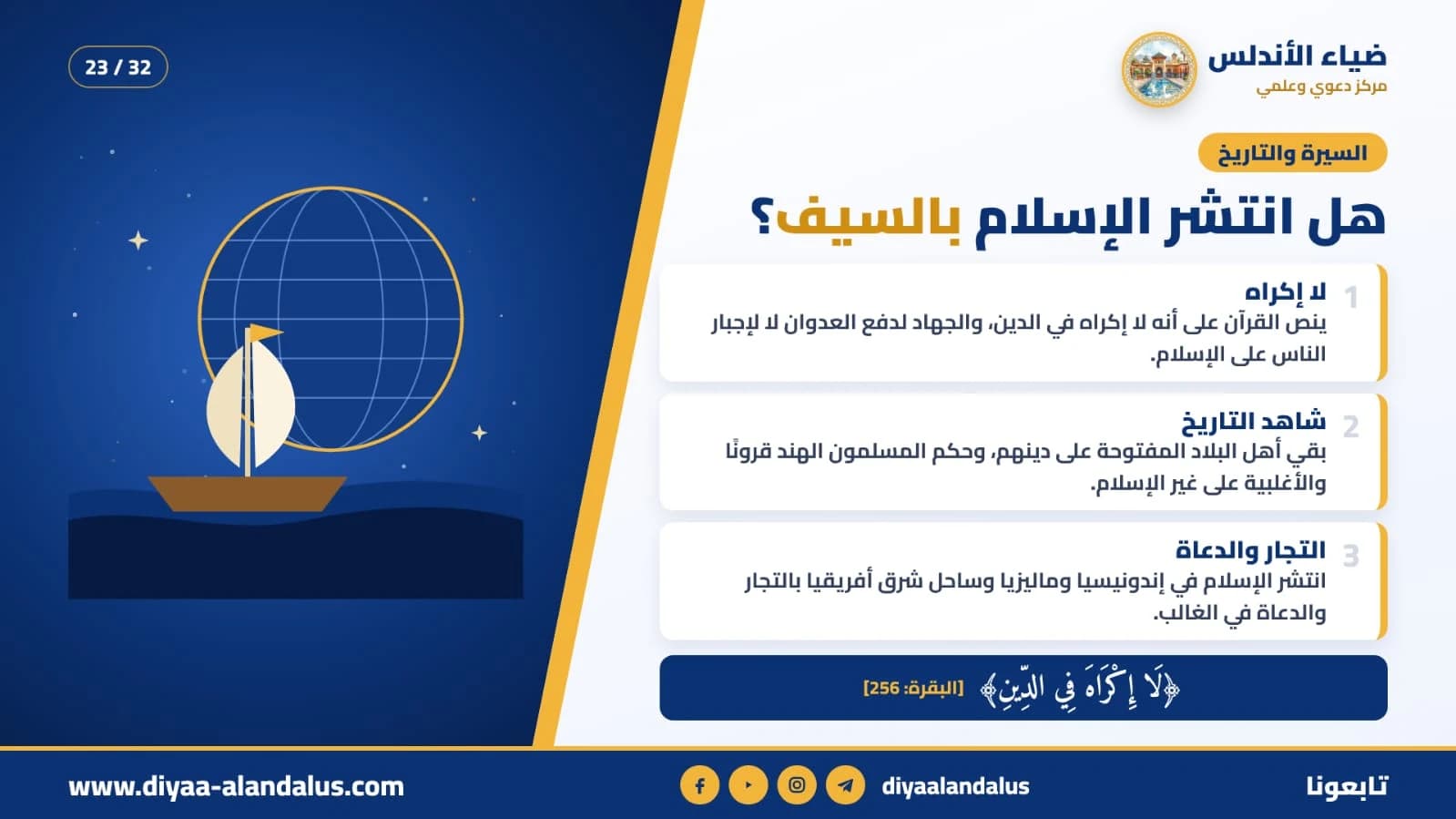 هل انتشر الإسلام بالسيف؟ — بنر تعريفي من ضياء الأندلس